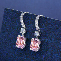 Sterling Silver Ear Hooks with Zircon and Pink Diamond, Clearance Sale with Free Shipping.-Style H [Clearance Sale - Free Shipping] 8x11mm  925 Silver