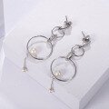wholesale 925 Sterling Silver Designer High-End Natural Pearl Earrings with Interlocking Design and Freshwater Pearls-0-1
