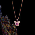 Diamond-Accented Sterling Silver Mickey Mouse Pendant Necklace in Cute Fashionable Light Luxury Sweet Style-0-1