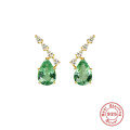 wholesale S925 Sterling Silver Pear-Shaped Zircon Pearl Prong-Set Earrings with Diamond Accents, European Style-0-0