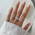 wholesale S925 Sterling Silver Cross-Border Teardrop Moissanite Ring for Women, Light Luxury Advanced Sense Fashion Pear-Shaped Smooth Shank Band-0-1