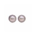 wholesale S925 Sterling Silver Pearl Floral Inlaid Diamond Earrings, Fashionable Vintage Elegant Exquisite Versatile Pearl Ear Accessories-0-4