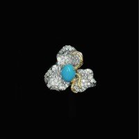 wholesale 925 Silver Gold-Plated High-Carbon Diamond 22ct Cabochon Blue Turquoise Rose-Cut Flower Color-Divided Electroplated Pistil Exquisite Ring-Blue Pine