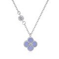 wholesale S925 Sterling Silver Korean and Japanese Women's Necklace, Minimalist and Stylish, Versatile, Forest-inspired Four-leaf Clover Chic Collarbone Chain-0-9