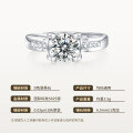 925 Silver Moissanite Four-Prong Bull Head Side Micro-Setting Ring-0-4