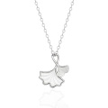 wholesale [999 Solid Silver] Three Lives with Apricot Necklace for Women, Summer Small and Exquisite Advanced Feeling Ginkgo Leaf Shell Pendant, Versatile Collarbone Chain-0-4