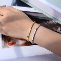 S925 Silver 18k Gold-Plated 09mm Round Dot Bubble Spaced Layering Women's Bracelet-0-2