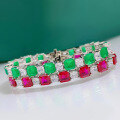 wholesale S925 silver new style 7*7 ruby square full diamond bracelet for women, personalized vintage charm-0-3
