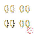 wholesale S925 Sterling Silver Classic Minimalist Diamond-Accented Premium Hoop Earrings with Drop Zircon,。-0-0