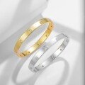 wholesale S925 gold-plated silver, 28mm round double-sided design moissanite women's bracelet for versatile layering in an Instagram style-0-2