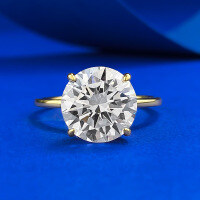 wholesale S925 Silver Four-Prong Round 10 Moissanite Engagement Ring for Women, European and American Style, One-Click Dropshipping-R1153 Gold White Diamond No. 7