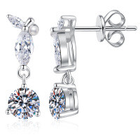 Metal Alloy Fashion Tassel Teardrop Earrings, New Korean Style Wholesale for TikTok.-5.0mm high carbon stone  925 silver