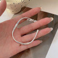 wholesale S925 Sterling Silver Geometric Möbius Loop Open Bangle Women's Korean New Minimalist Style Versatile Heavy Duty Bracelet-0-3