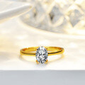 14K Gold Plated S925 Silver Moissanite Oval Women's Ring Factory Live-0-0