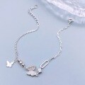 wholesale S925 Sterling Silver Fashion Diamond-Inlaid Butterfly Dancing Bracelet, Niche Design, Simple and Versatile, High-End Jewelry Gift-0-2