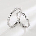 wholesale S925 Sterling Silver Maker's Ancient Style Bamboo Node Couple Rings, Unisex Niche Luxury Valentine's Day Gift for Her-0-2