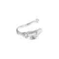 wholesale S925 Sterling Silver Korean Version INS Niche Design Minimalist Versatile Irregular Textured Open Ring for Women-0-4