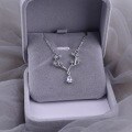 wholesale S925 Sterling Silver Maker Light Luxury Reindeer "With You All the Way" Diamond-Inlaid Teardrop Necklace for Women, Fashionable and Elegant Small Niche Collarbone Chain-0-2