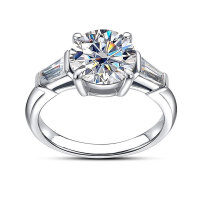S925 Silver Cross-Border Four-Claw Moissanite Ring, 3 Carats Women's-9mm zircon (white gold)  Mido No. 5