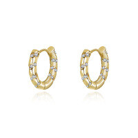 wholesale 925 Sterling Silver Retro Rainbow Zircon Ear Clasps For Women,ins, Cross-border Ready Stock-E2714-Golden White Zirconium 925 Silver