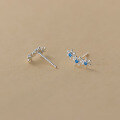 wholesale S925 Sterling Silver Forest Series Cute Row of Diamond Flower Ear Studs Sweet Design Sense Ear Jewelry M05858-0-4