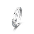 Sterling Silver Moissanite Couple Rings, Minimalist High-End Simulated Diamond Matching Bands Original Design Jewelry-0-5