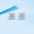 wholesale S925 Sterling Silver Square Moissanite Earrings with Freshwater Flawless Pearls, Korean-style Earrings Gift-0-1