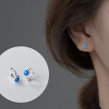 wholesale S925 Sterling Silver Geometric Minimalist Colorful Synthetic Opal Ear Studs for Women, Korean Style Delicate Earrings M00470-0-1