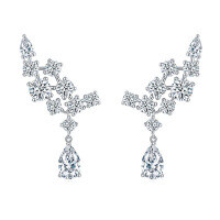 wholesale [Metal Material First] 925 Sterling Silver Cross-Border Source Luxury High-End Full Diamond Cluster Earrings for Women 5*8mm Pear-Shaped Moissanite Ear Studs-Full Moissanite &gt; 925 Silver (6.1 carats total)