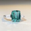 wholesale S925 Sterling Silver Emerald Cut Zircon Ring for Women Wholesale, High Carbon Diamond Ring for TikTok Live-0-3