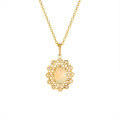 wholesale 10K Gold ArtLi New Jewelry Vintage Royal Style Natural Opal with Lace Edge Elegant Necklace-0-1