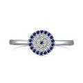 wholesale S925 Sterling Silver Women's High-End Evil Eye Blue Zircon Design, Creative and Stylish Ring-0-7