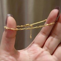 wholesale S925 Sterling Silver New Chinese Style Pinecone Bamboo Bracelet, Light Luxury High-End Exquisite Niche Stackable Wrist Accessory, Symbolizing Continuous Growth-Gold 925 silver