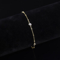 wholesale S925 Sterling Silver Fashion Ballpoint Pen Thin Gold-Plated Women's Xiaohongshu 3mm Round Moissanite Adjustable Bracelet-3mm moissanite bracelet 7 inches (about 17.7cm)