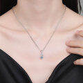 S925 Sterling Silver Moissanite Bamboo Leaf Pendant Necklace Wholesale-0-2