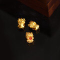 wholesale S925 gold-plated lion dance through-hole spacer beads accessories, handmade DIY design bracelet cord fittings with southern red agate-0-1