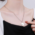 wholesale S925 Sterling Silver Retro Vintage Street Sport Style Hook Pattern Round Pendant with Side Chain Necklace-0-3