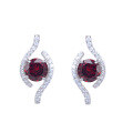 wholesale S925 Sterling Silver Dainty Natural Topaz Earrings New Style Garnet Colored Gemstone Ear Studs Women TikTok-0-4