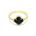 wholesale S925 Silver Lucky Four-Leaf Clover Black Onyx Ring for Women-0-4