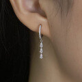 wholesale S925 Sterling Silver Teardrop Zirconia Tassel Earrings Gentle and Elegant Advanced Design Hoop Earrings-0-3