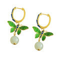 wholesale 925 Silver Cold Enamel Butterfly Hetian Jade Earrings with Certificate, Palace Retro Style Hanfu Cheongsam Ear Accessories-0-4