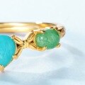 wholesale S925 Sterling Silver Japanese Korean Small Fresh Amazonite Ring Adjustable Opening Green Aventurine Ring Drop Shipping-0-3
