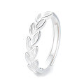 wholesale S925 Sterling Silver Hollow-out Wheat Ear Leaf Ring, Simple Fashion Fresh Sweet Delicate Index Finger Ring for Women-0-4