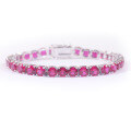 wholesale 925 Sterling Silver Light Luxury Colored Gemstone Bracelet 3/4/5mm Tennis Chain with Lab-Grown Ruby Summer New Arrival-0-4