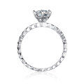 wholesale S925 Sterling Silver Six-Prong Halo Style Moissanite Simulated Diamond Ring for Women, D Color 1ct Engagement Ring Cross-Border E-commerce RING-0-4