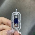 wholesale 8ct rectangular lab-grown sapphire pendant necklace in metal, trendy men's pendant-0-4