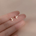 wholesale S925 Sterling Silver Minimalist Elegant Earrings Small and Delicate Diamond-Accented Leaf Literary Ear Accessories Wholesale M00506-0-0