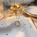 wholesale Fine Silver Maker S999 Moebius Loop Circle Necklace for Women Ins Minimalist High-end Elegant Korean Style Flash Diamond Collarbone-0-0
