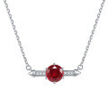 wholesale 925 Sterling Silver Garnet Zircon Six-Prong Diamond Pendant Necklace for Women, Small Batch Designed Ins Collarbone Chain Wholesale-0-11