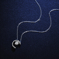 925 Sterling Silver Pendant with 0.5ct Moissanite Necklace, Classic Moon Design-50% Zircon Chain  925 Silver